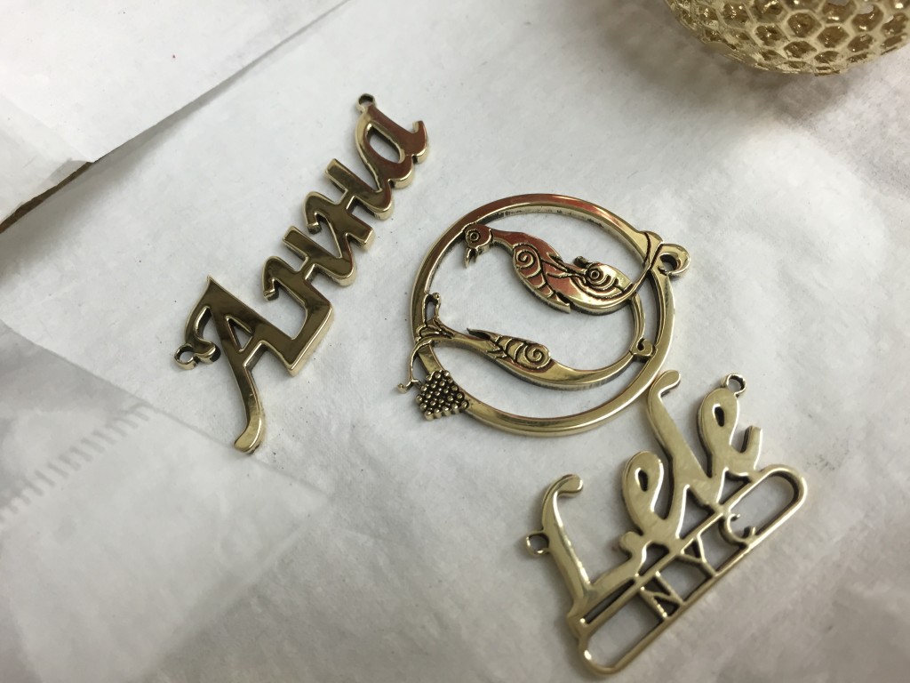 Custom monograms name plates gold jewelry nyc