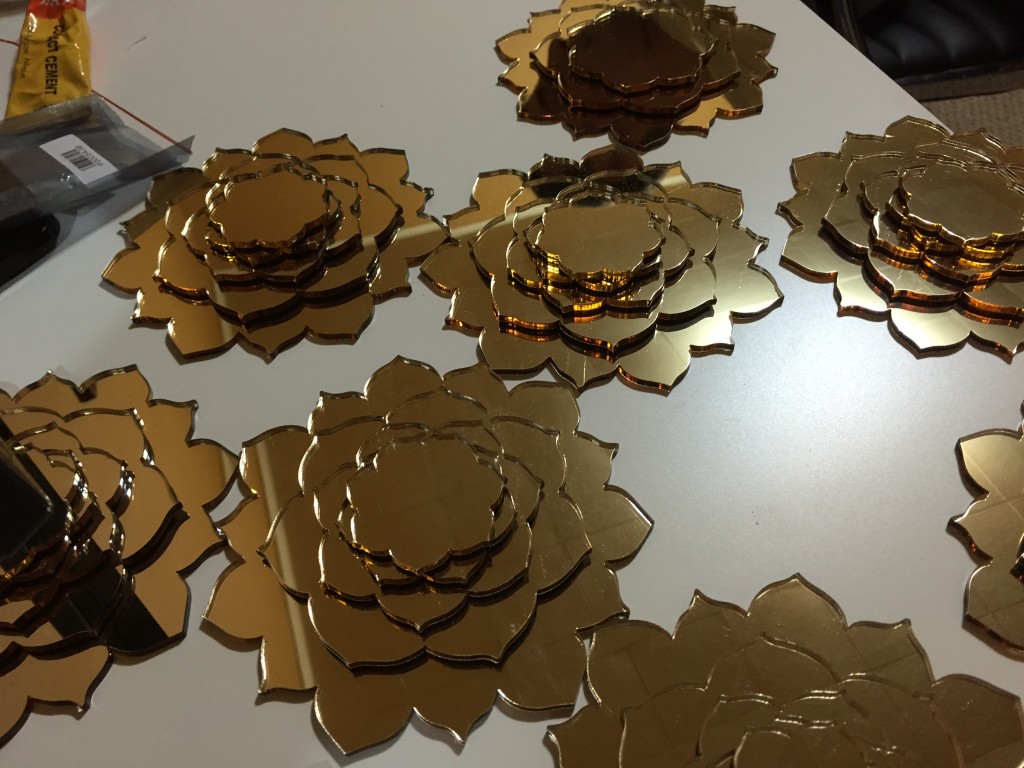 Gold Lily Flowers Acrylic Laser Cutting in NYC